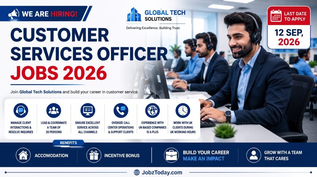 Customer Services Officer Jobs 2026 – Apply Now at Global Tech Solutions