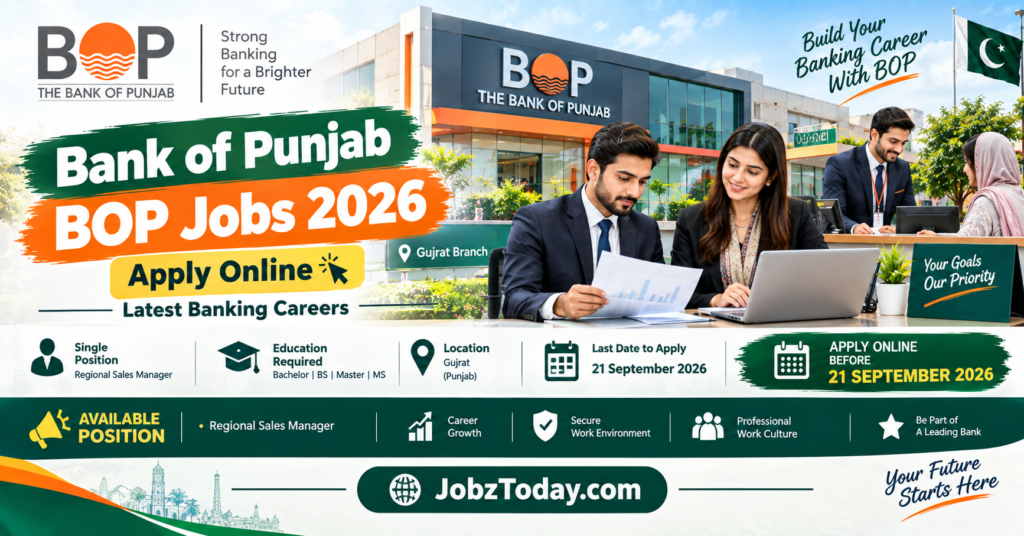 Bank of Punjab BOP Jobs 2026 advertisement Gujrat