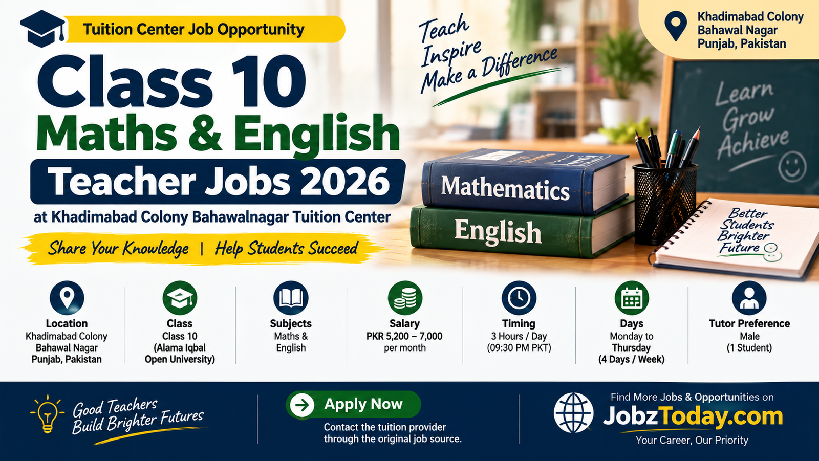 Class 10 Maths & English Teacher Jobs 2026