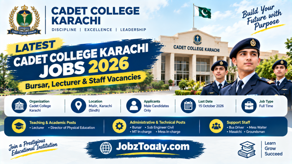 Cadet College Karachi Jobs 2026