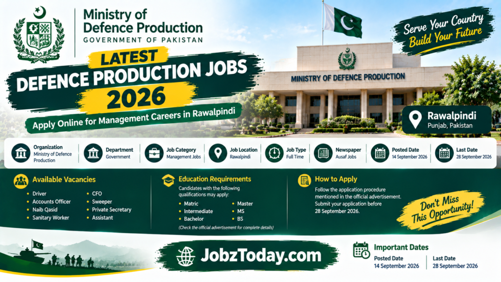 Ministry of Defence Production Jobs 2026