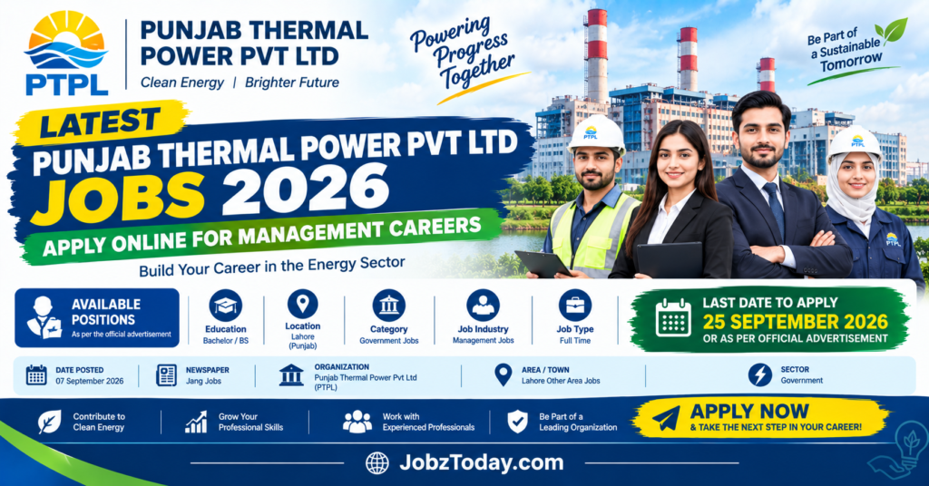 Punjab Thermal Power Pvt Ltd Jobs 2026 advertisement