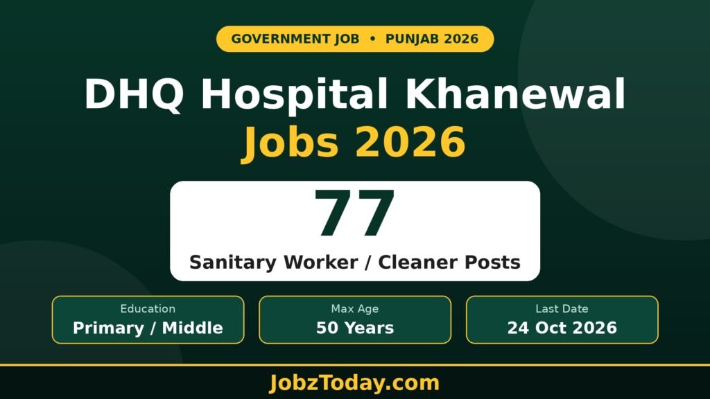 DHQ Hospital Khanewal Jobs 2026